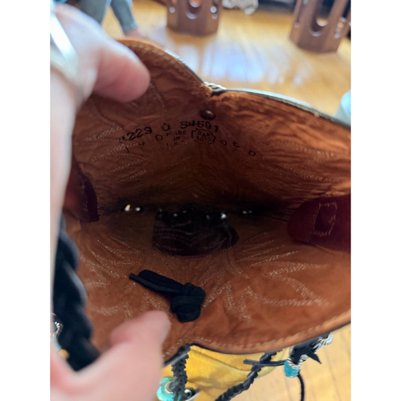 Dan Post Brown Leather Crossbody Bag One Size with Turquoise Accents - Picture 4 of 5